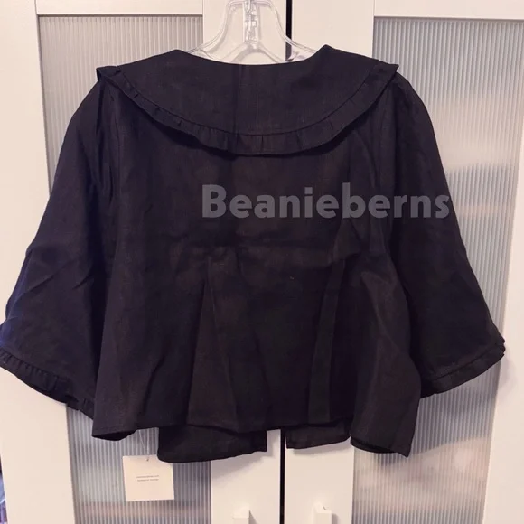 NWT Marlow and Mae 100% Linen Sylvie Blouse in Black Size S - Picture 5 of 11